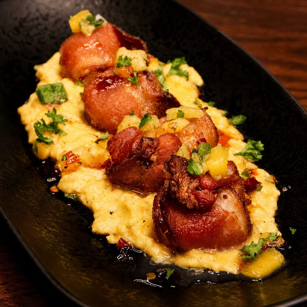 Bacon Wrapped Scallops.