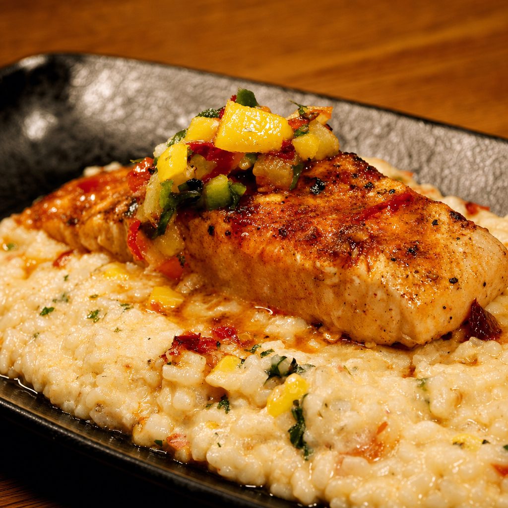 Blackened Salmon Risotto.