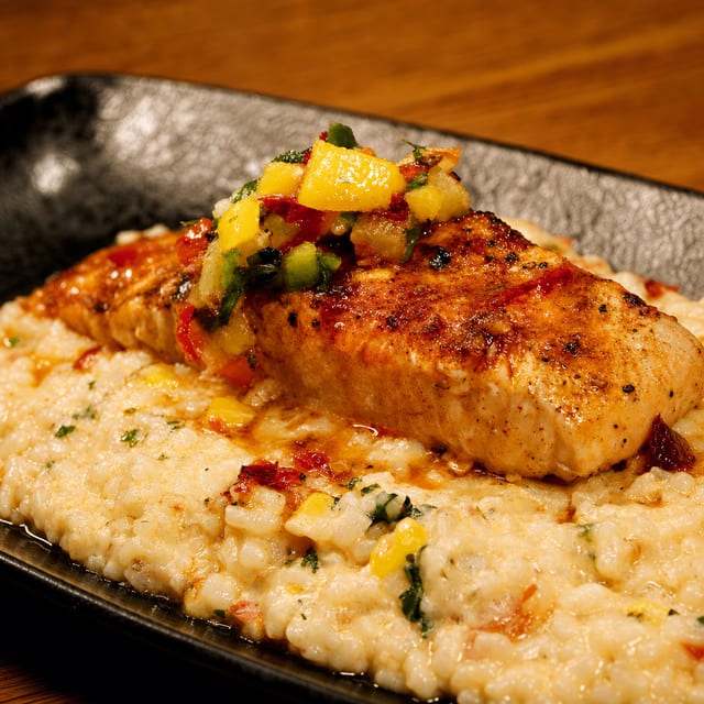 Blackened Salmon Risotto.